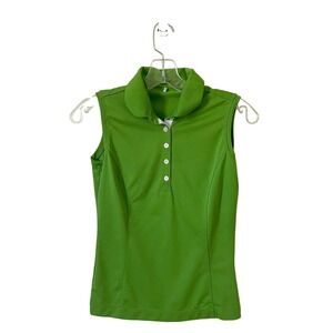 Green Sleeveless Polo Top